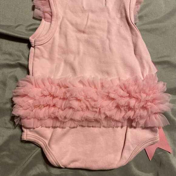 Mudpie Girls 0-6M Ruffle Sleeveless Onesie - Picture 2 of 4